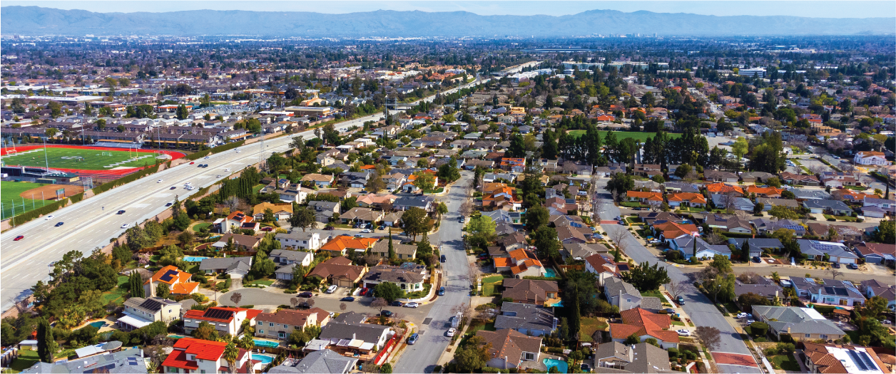 Aerial view of Cupertino, California
